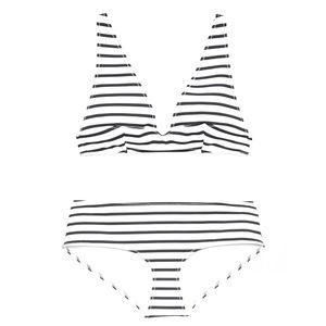 NWT COS Navy White Bikini Top Bottom M Stripe Swim 8 Solid and Stripes